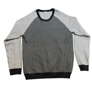 New Men's Tristan Silk/Cotton Blend Pullover Black White Sweater Size Large (L)